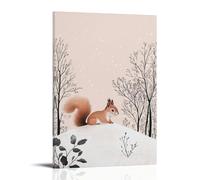 LXPPLSYY A Squirrel Sliding Down A Snowy Hill, Minimalist Light Pink Background Wall Art Mural Modern Decoration Hanging Art Poster 12x18inch(30x45cm)