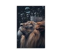 LXPPLSYY A Surreal Lion with Floating Soap Bubbles As Crown Wall Art Mural Modern Decoration Hanging Art Poster 16x24inch(40x60cm)