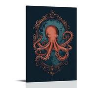 LXPPLSYY A Tattoo-style Octopus Brushing All Tentacles in The Mirror Wall Art Mural Modern Decoration Hanging Art Poster 12x18inch(30x45cm)