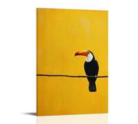 LXPPLSYY A Toucan Sits on An Invisible Branch Against A Bright Yellow Field, Its Beak A Bold Slash of Color in Simplicity. Wall Art Mural Modern Decoration Hanging Art Poster 20x30inch(50x75cm)
