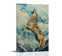 LXPPLSYY A Wolf Howls Mid-skydive, Echoing over Snowy Peaks Far Below. Wall Art Mural Modern Decoration Hanging Art Poster 16x24inch(40x60cm)