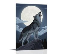 LXPPLSYY A Wolf Standing on The Mountain Top Howling, Body Leaning Forward Wall Art Mural Modern Decoration Hanging Art Poster 24x36inch(60x90cm)