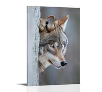 LXPPLSYY A Wolf Turning Its Head, Eyes Locked on Viewer, Body Fading Into Granite Gray Wall Art Mural Modern Decoration Hanging Art Poster 20x30inch(50x75cm)