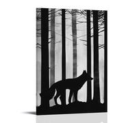 LXPPLSYY Abstract Fox Silhouette in Quiet Motion Among Geometric Forest Patterns. Wall Art Mural Modern Decoration Hanging Art Poster 24x36inch(60x90cm)