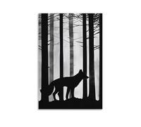 LXPPLSYY Abstract Fox Silhouette in Quiet Motion Among Geometric Forest Patterns. Wall Art Mural Modern Decoration Hanging Art Poster 08x12inch(20x30cm)