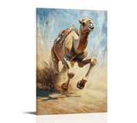 LXPPLSYY Animal Oil Painting- A Camel Racing Across A Desert Track, Sand Kicked Up in Its Wake. Wall Art Mural Modern Decoration Hanging Art Poster 24x36inch(60x90cm)