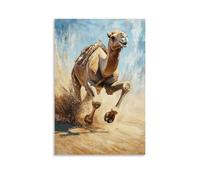 LXPPLSYY Animal Oil Painting- A Camel Racing Across A Desert Track, Sand Kicked Up in Its Wake. Wall Art Mural Modern Decoration Hanging Art Poster 24x36inch(60x90cm)