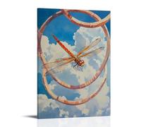 LXPPLSYY Animal Oil Painting- A Dragonfly Hovering through Sky Hoops during A Vertical Race Wall Art Mural Modern Decoration Hanging Art Poster 08x12inch(20x30cm)