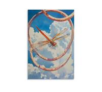 LXPPLSYY Animal Oil Painting- A Dragonfly Hovering through Sky Hoops during A Vertical Race Wall Art Mural Modern Decoration Hanging Art Poster 08x12inch(20x30cm)