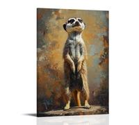 LXPPLSYY Animal Oil Painting- A Meerkat Standing Guard during A Team Relay Race, Eyes Scanning Wall Art Mural Modern Decoration Hanging Art Poster 24x36inch(60x90cm)
