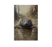 LXPPLSYY Animal Oil Painting- A Mole Surfacing from Underground Into A Mudboard Race Finale Wall Art Mural Modern Decoration Hanging Art Poster 20x30inch(50x75cm)