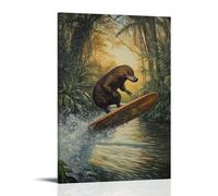 LXPPLSYY Animal Oil Painting- A Platypus Windsurfing Across A Rainforest River at Golden Hour Wall Art Mural Modern Decoration Hanging Art Poster 24x36inch(60x90cm)