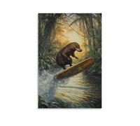 LXPPLSYY Animal Oil Painting- A Platypus Windsurfing Across A Rainforest River at Golden Hour Wall Art Mural Modern Decoration Hanging Art Poster 08x12inch(20x30cm)