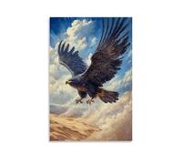 LXPPLSYY Animal Oil Painting A Sapphire Roc Descends Upon The Desert, Wings Stirring Clouds of Sand And Time Wall Art Mural Modern Decoration Hanging Art Poster 20x30inch(50x75cm)