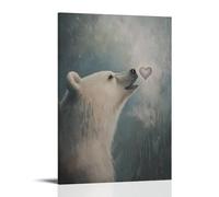 LXPPLSYY Animal Oil Painting of A Bear Poking Its Nose Against A Foggy Mirror, Leaving A Heart-shaped Smudge. Wall Art Mural Modern Decoration Hanging Art Poster 16x24inch(40x60cm)