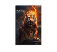 LXPPLSYY Animal Posters. Fierce Tiger on A Mountain Rock Wall Art Mural Modern Decoration Hanging Art Poster 24x36inch(60x90cm)