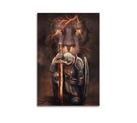 LXPPLSYY Animal Posters. Scarred Lion Behind The Knight Wall Art Mural Modern Decoration Hanging Art Poster 24x36inch(60x90cm)