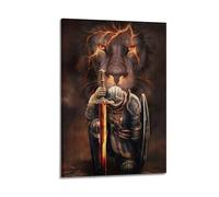 LXPPLSYY Animal Posters. Scarred Lion Behind The Knight Wall Art Mural Modern Decoration Hanging Art Poster 16x24inch(40x60cm)