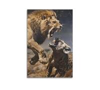 LXPPLSYY Animal Posters. The War Between The Lion And The Fierce Dog Wall Art Mural Modern Decoration Hanging Art Poster 20x30inch(50x75cm)