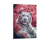 LXPPLSYY Animal Posters. White Tiger Under The Cherry Blossoms Wall Art Mural Modern Decoration Hanging Art Poster 16x24inch(40x60cm)