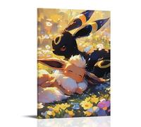 LXPPLSYY Pokémon Poster, Eevee And Umbreon Snuggling in Flower Field Under Warm Sun Wall Art Mural Modern Decoration Hanging Art Poster 08x12inch(20x30cm)