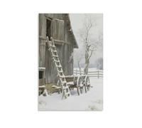 LXPPLSYY Snow-Covered Barn Scenic Winter Frost Wall Art Mural Modern Decoration Hanging Art Poster 12x18inch(30x45cm)