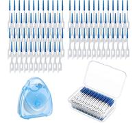 LXQ Interdental Brushes Silicone,200pcs Tooth Picks Brushes and 50m Floss Brushes,Interdental Brush for Tooth Cleaning,Soft Silicone Dental Picks for Protecting Teeth, Teeth Clean Tool