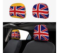 LXqlSS 2 Pcs Car Headrest Covers with Union Jack Flag - Breathable Polyester, Universal Fit for Car Seats