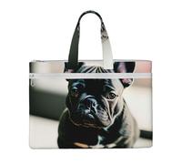 LXqlSS Adorable French Bulldog print Large Canvas Tote Bag for Women, Utility Work Tote with Compartment, Teacher, Everyday