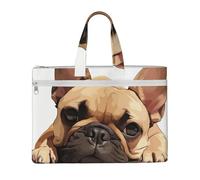 LXqlSS animal dog french bulldog print Large Canvas Tote Bag for Women, Utility Work Tote with Compartment, Teacher, Everyday