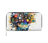 LXqlSS Artificial Intelligence Brain print Leather Wallet for Women Men,Women's Leather Clutch Wallet with Zip,Large Capacity