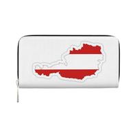 LXqlSS Austrian Flag Map print Leather Wallet for Women Men,Women's Leather Clutch Wallet with Zip,Large Capacity