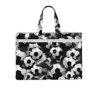LXqlSS Black White Soccer Ball print Large Canvas Tote Bag for Women, Utility Work Tote with Compartment, Teacher, Everyday