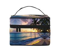 LXqlSS Breathtaking Jamaica Beach Makeup Bag Portable Travel Cosmetic Bag for Women, Beauty Zipper Makeup Organizer PU Leather Washable Waterproof, Black, One Size