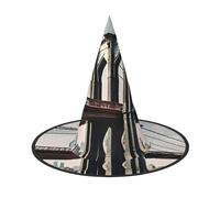 LXqlSS Brooklyn Bridge S Print Halloween Witch Hat,Witch Hats For Women,Cosplay Party Black Witches Hat,Wizard Hats Halloween