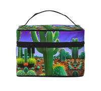 LXqlSS Cactus Desert Makeup Bag Portable Travel Cosmetic Bag for Women, Beauty Zipper Makeup Organizer PU Leather Washable Waterproof, Black, One Size