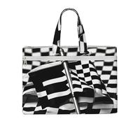 LXqlSS Checkered Flags Race Flags print Large Canvas Tote Bag for Women, Utility Work Tote with Compartment, Teacher, Everyday