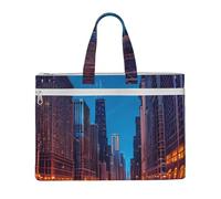 LXqlSS Chicago Night print Large Canvas Tote Bag for Women, Utility Work Tote with Compartment, Teacher, Everyday