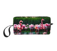 LXqlSS Colorful and fabulous flamingos Cosmetic Bags for Women Portable Makeup Bag Travel Storage Bag Daily Receive BagLarge Capacity Toiletry Bag, White, One Size