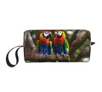 LXqlSS Colorful Parrots On Tree Cosmetic Bags for Women Portable Makeup Bag Travel Storage Bag Daily Receive BagLarge Capacity Toiletry Bag, White, One Size