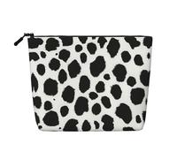 LXqlSS Cow spot print Fake Hemp Makeup Bag,Travel Toiletry Bag,Convenient Cosmetic Makeup Accessories, Black, One Size