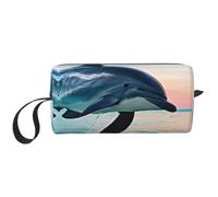 LXqlSS cute Dolphin jumping Cosmetic Bags for Women Portable Makeup Bag Travel Storage Bag Daily Receive BagLarge Capacity Toiletry Bag, White, RXZER23, White, One Size