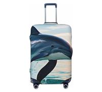 LXqlSS cute Dolphin jumping Luggage Covers For Suitcase Approved,Suitcase Cover Protector Fit 18-32 InchLuggage, Cute Dolphin Jumping, S