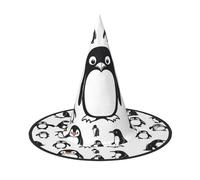 LXqlSS Cute Penguin Print Halloween Witch Hat,Witch Hats For Women,Cosplay Party Black Witches Hat,Wizard Hats Halloween