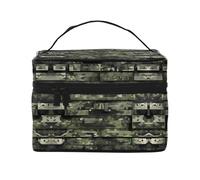 LXqlSS Digital Camo Makeup Bag Portable Travel Cosmetic Bag for Women, Beauty Zipper Makeup Organizer PU Leather Washable Waterproof, Black, Black, One Size