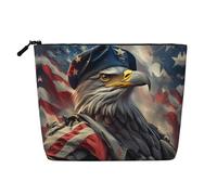 LXqlSS Eagle with USA Flag print Fake Hemp Makeup Bag,Travel Toiletry Bag,Convenient Cosmetic Makeup Accessories, Black, One Size