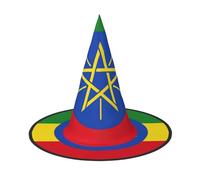 LXqlSS Flag Of Ethiopia Print Halloween Witch Hat,Witch Hats For Women,Cosplay Party Black Witches Hat,Wizard Hats Halloween