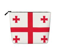 LXqlSS Flag of Georgia print Fake Hemp Makeup Bag,Travel Toiletry Bag,Convenient Cosmetic Makeup Accessories, Black, One Size