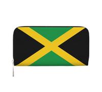 LXqlSS Flag of Jamaica print Leather Wallet for Women Men,Women's Leather Clutch Wallet with Zip,Large Capacity