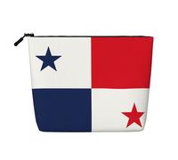LXqlSS Flag of Panama print Fake Hemp Makeup Bag,Travel Toiletry Bag,Convenient Cosmetic Makeup Accessories, Black, One Size
